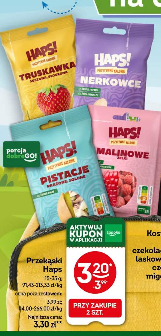 Truskawka suszona słodzona Haps! +3 warianty