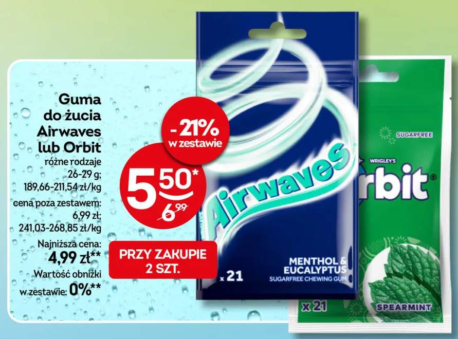 Guma do żucia Airwaves Menthol & Eucalyptus +1 wariant
