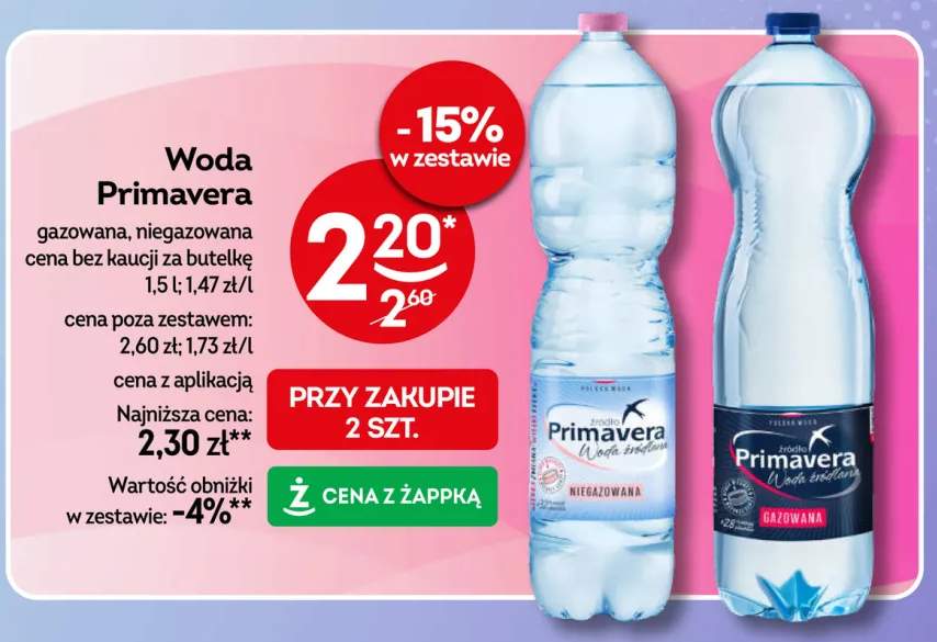 Woda gazowana Primavera +1 wariant