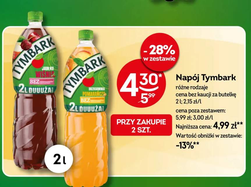 Napój Tymbark jabłko wiśnia +1 wariant