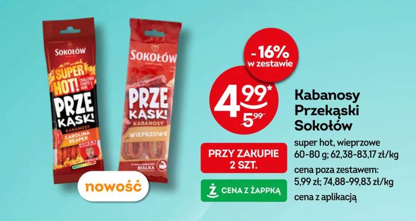 Kabanosy Przekąski super hot Sokołów +1 wariant