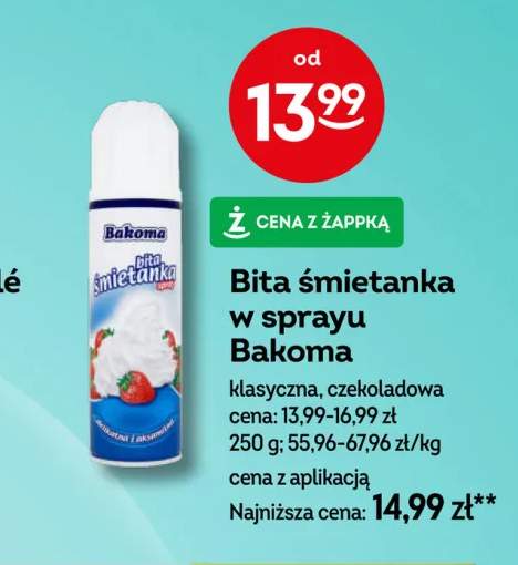 Bita śmietanka w sprayu klasyczna Bakoma +1 wariant