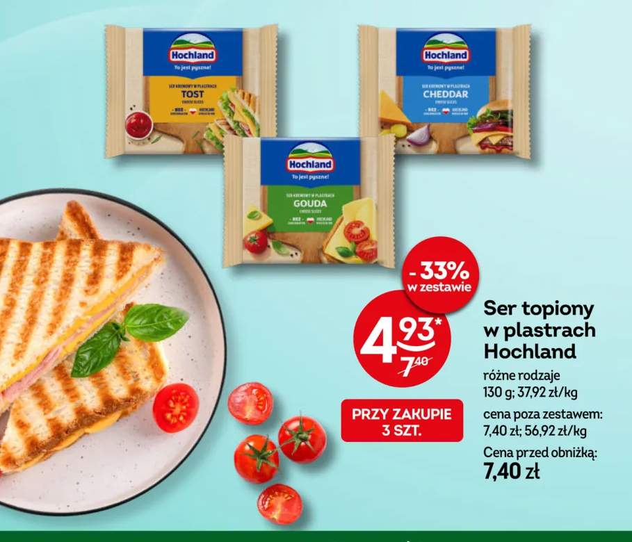 Ser topiony w plastrach Gouda Hochland +2 warianty