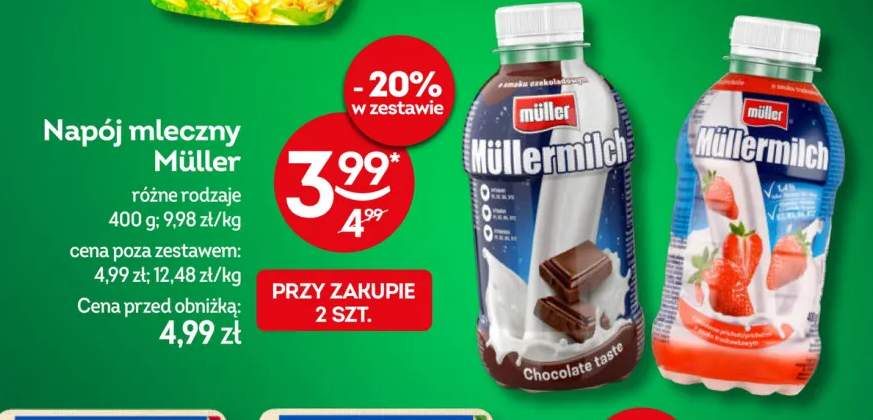 Napój mleczny truskawkowy Müller +1 wariant