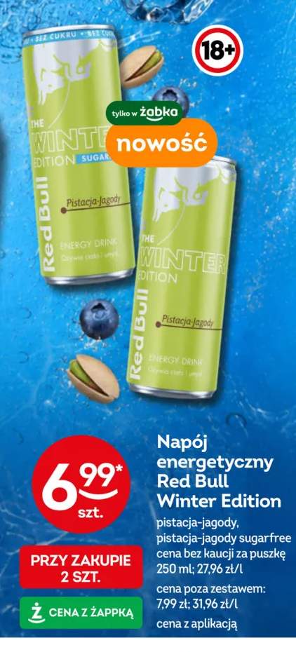 Napój energetyczny Red Bull Winter Edition pistacja-jagody sugarfree +1 wariant