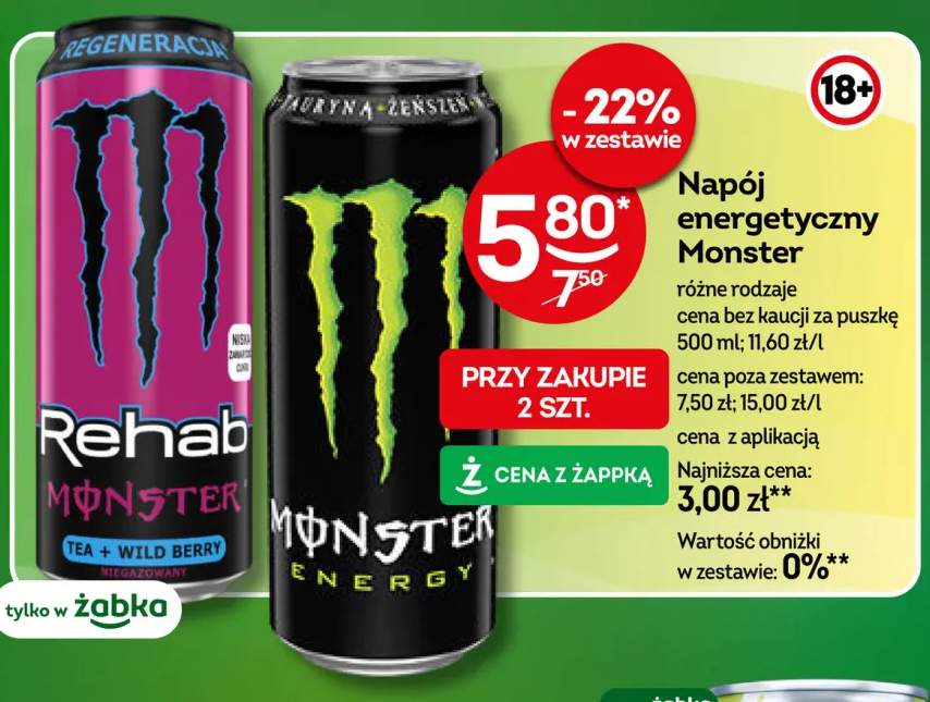 Napój energetyczny Monster Rehab Tea + Wild Berry +1 wariant