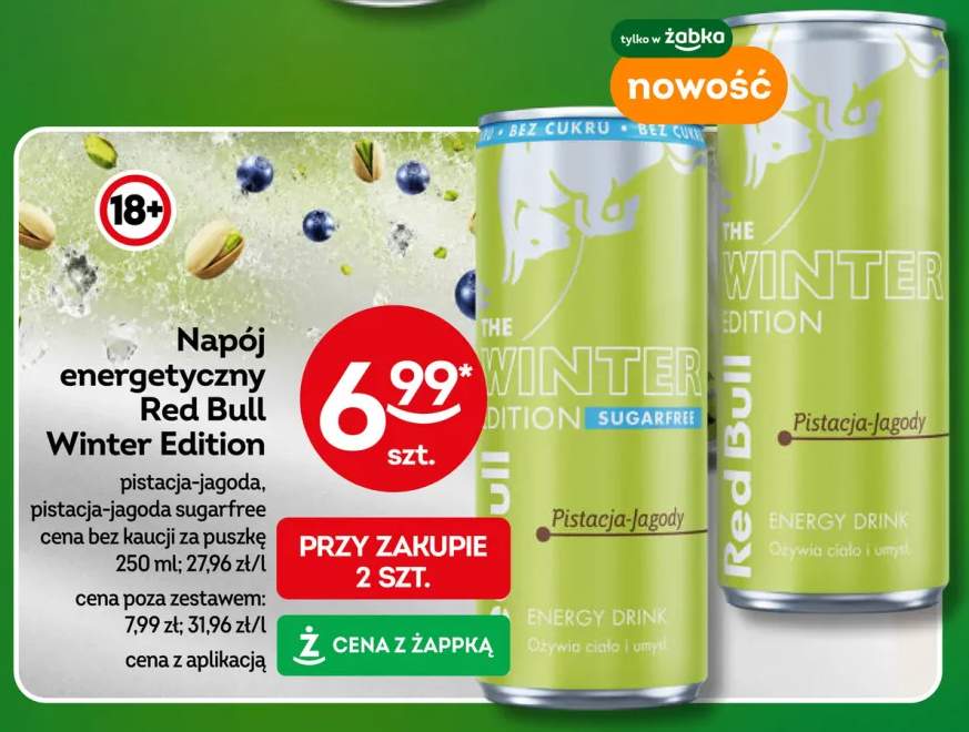 Napój energetyczny Red Bull Winter Edition pistacja-jagoda +1 wariant