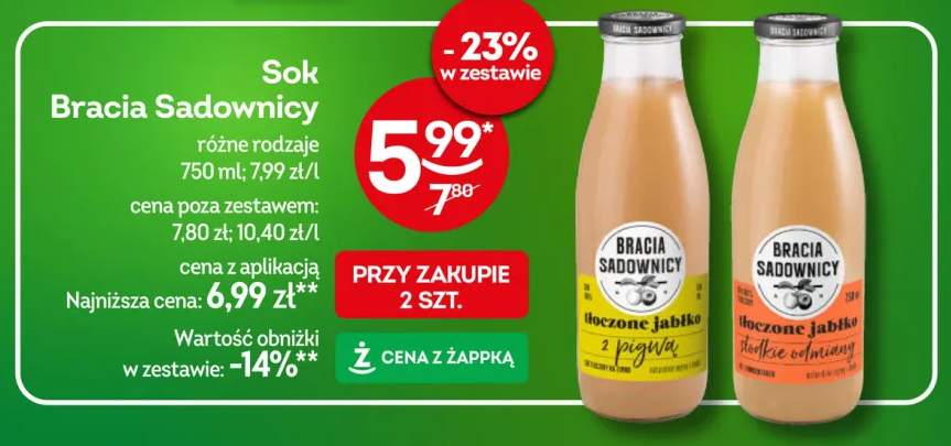 Sok Bracia Sadownicy tłoczone jabłko z pigwą +1 wariant