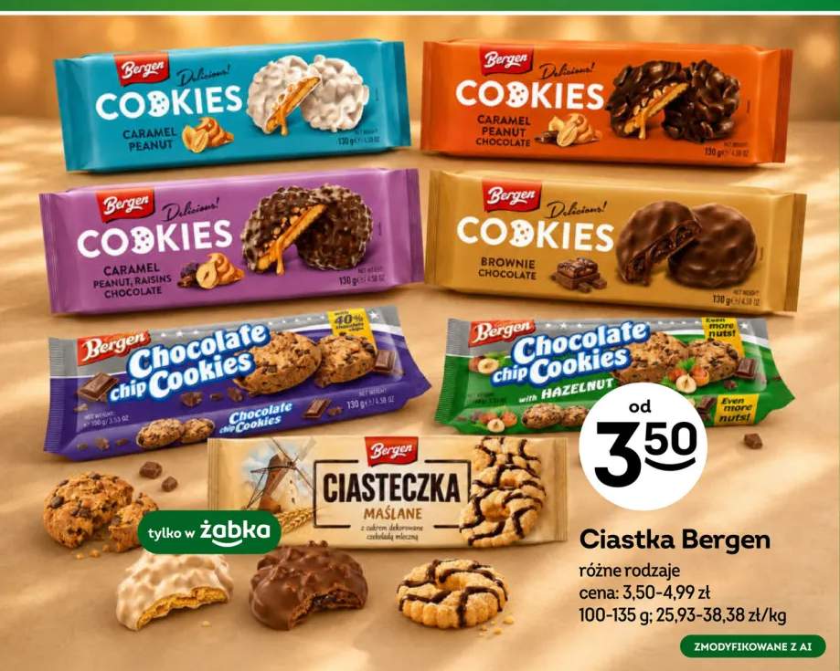 Ciastka Bergen Delicious Cookies Caramel Peanut +6 wariantów