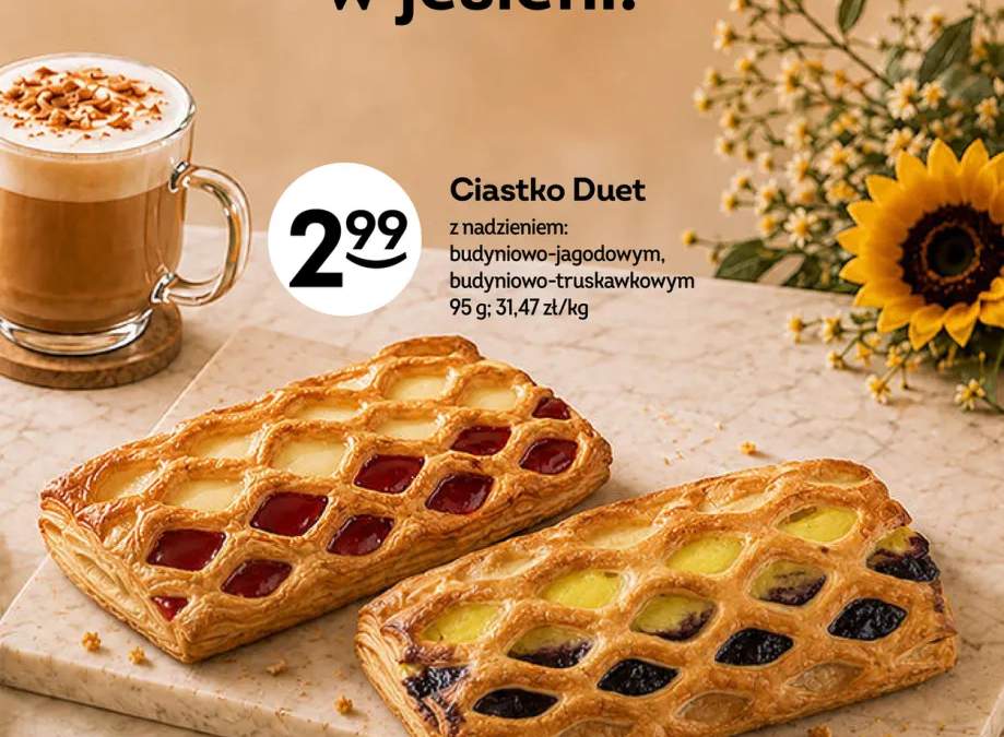 Ciastko Duet z nadzieniem budyniowo-jagodowym +1 wariant