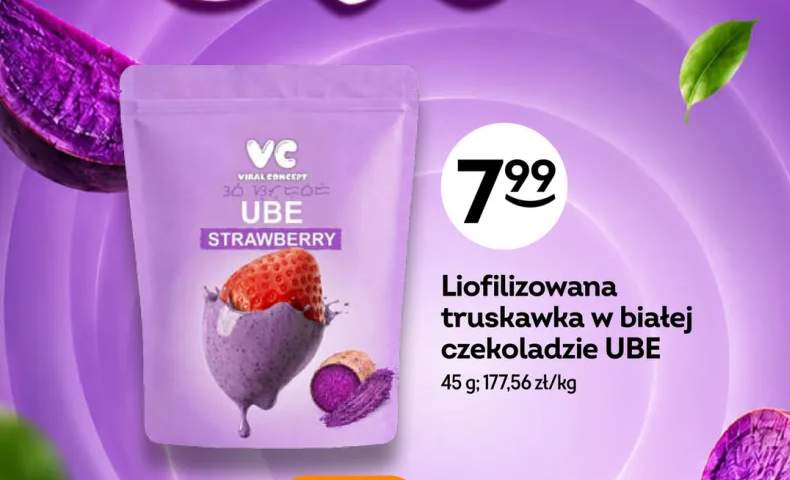 Liofilizowana truskawka w białej czekoladzie UBE Viral Concept
