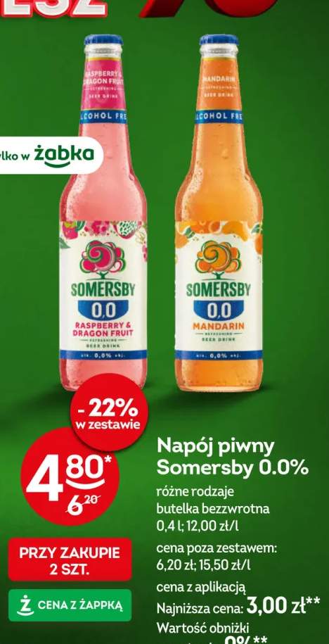 Piwo bezalkoholowe Napój piwny Somersby Raspberry & Dragon Fruit +1 wariant