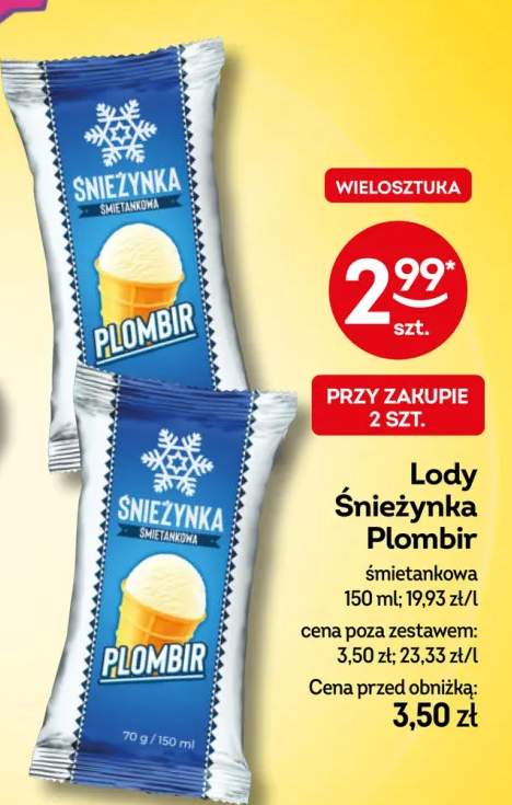 Lody Śnieżynka Plombir śmietankowa