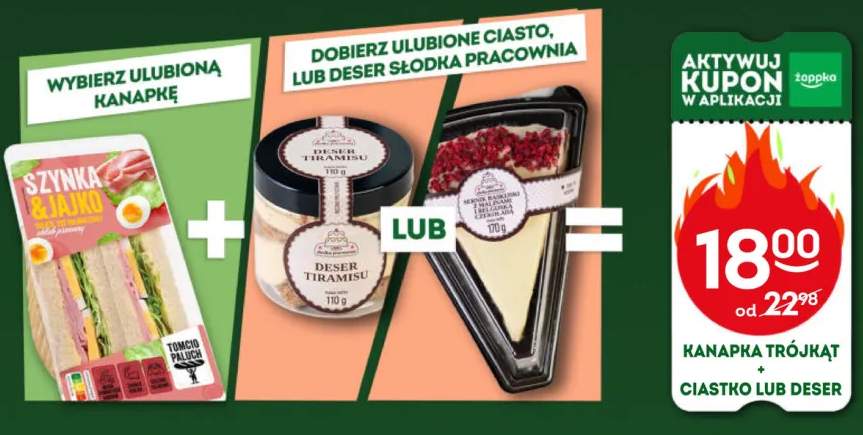 Zestaw kanapka trójkąt + ciasto lub deser Słodka Pracownia
