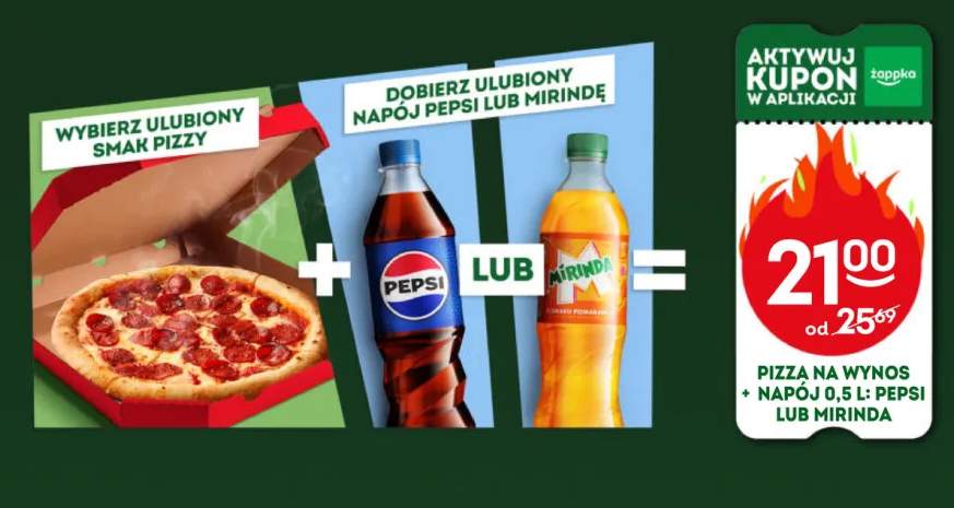 Zestaw pizza na wynos + napój Pepsi 0,5 l +1 wariant