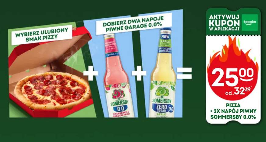 Zestaw pizza + 2x napój piwny bezalkoholowy Somersby 0,0%