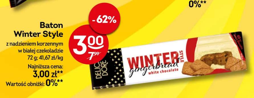 Baton Winter Style z nadzieniem korzennym w białej czekoladzie Delicadore