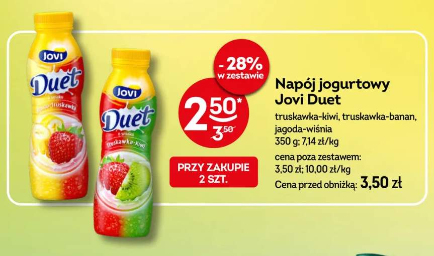 Napój jogurtowy Jovi Duet truskawka-kiwi +2 warianty