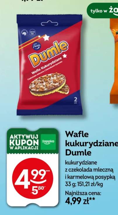 Wafle kukurydziane z czekoladą mleczną i karmelową posypką Dumle