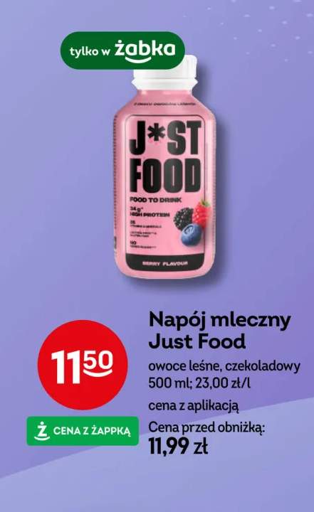 Napój mleczny owoce leśne Just Food +1 wariant
