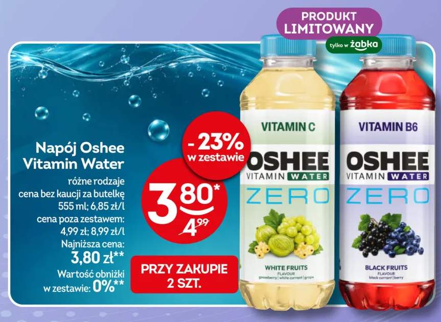 Napój Oshee Vitamin Water Zero Vitamin C White Fruits +1 wariant
