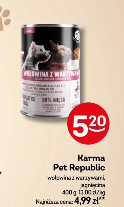 Karma Pet Republic wołowina z warzywami +1 wariant