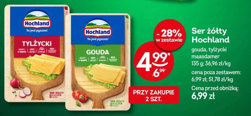 Ser maasdamer w plastrach Hochland +2 warianty