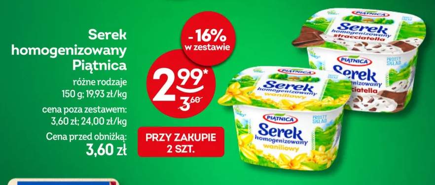 Serek homogenizowany stracciatella Piątnica +1 wariant