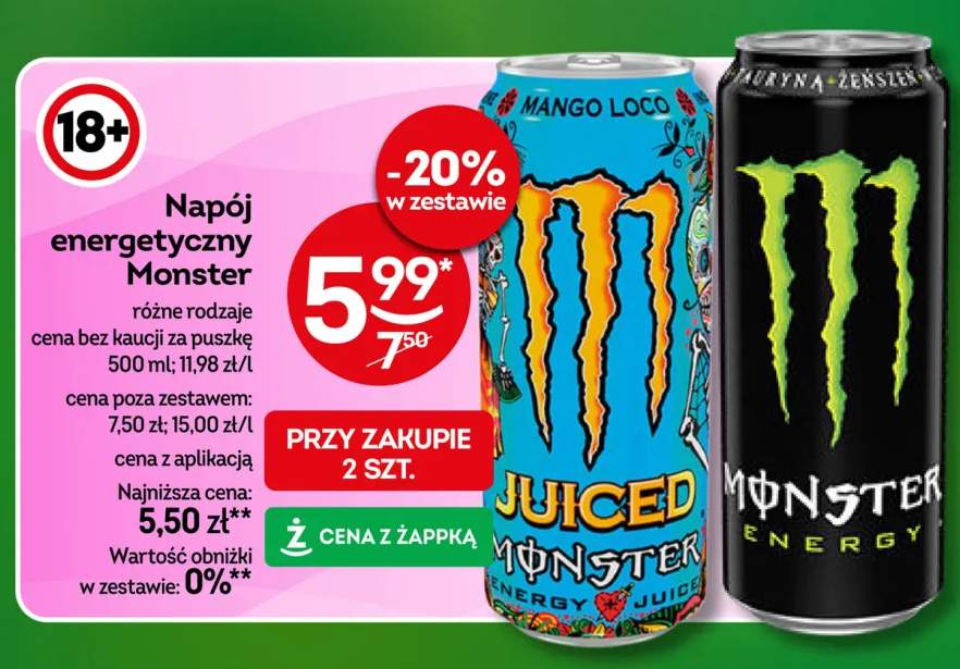 Napój energetyczny Monster Mango Loco +1 wariant