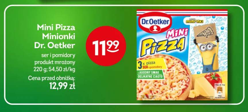 Mini Pizza Minionki ser i pomidory Dr. Oetker
