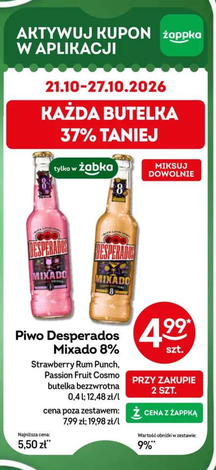 Piwo Desperados Mixado 8% Strawberry Rum Punch +1 wariant