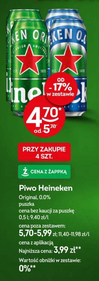 Piwo Heineken Original +1 wariant