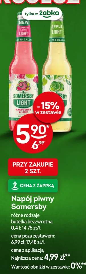 Napój piwny Somersby Light Raspberry & Lime +1 wariant