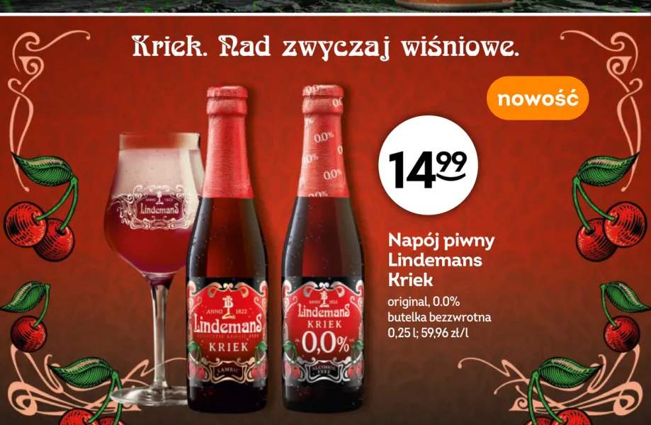 Napój piwny Lindemans Kriek original +1 wariant