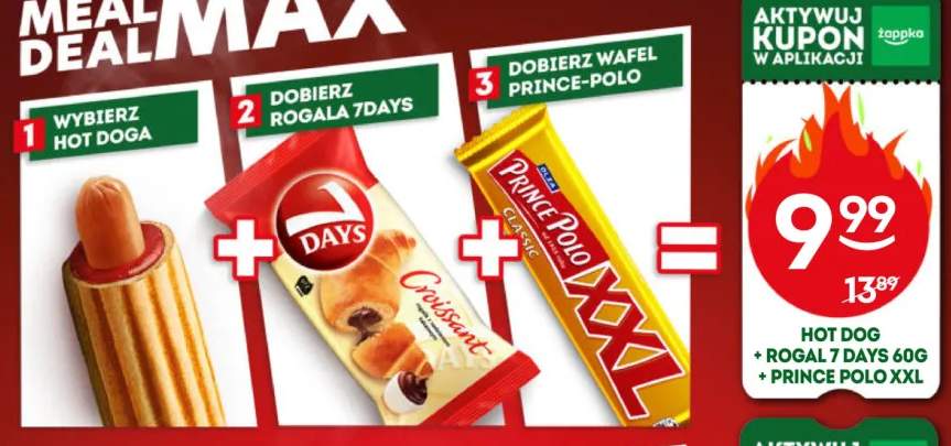 Zestaw Hot Dog + rogal 7 Days 60 g + Prince Polo XXL