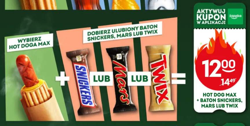 Zestaw hot dog Max + baton Snickers +2 warianty
