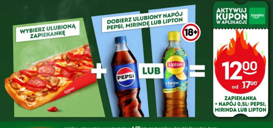 Zestaw zapiekanka + napój Pepsi 0,5 l +2 warianty