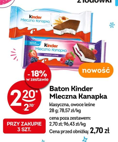 Baton Kinder Mleczna Kanapka klasyczna +1 wariant