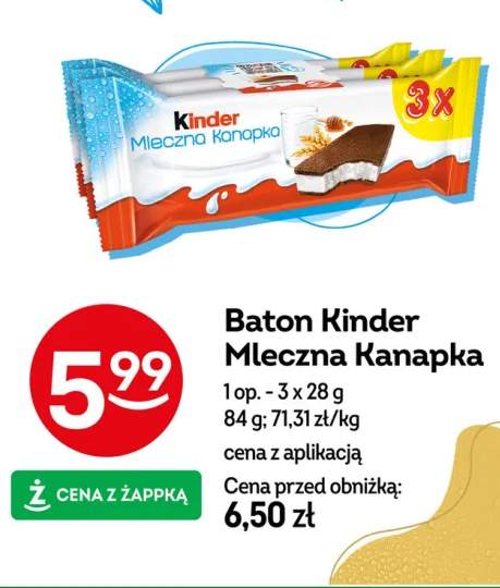 Baton Kinder Mleczna Kanapka 3-pak 28 g