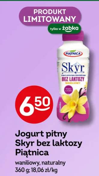 Jogurt pitny Skyr bez laktozy Piątnica naturalny +1 wariant