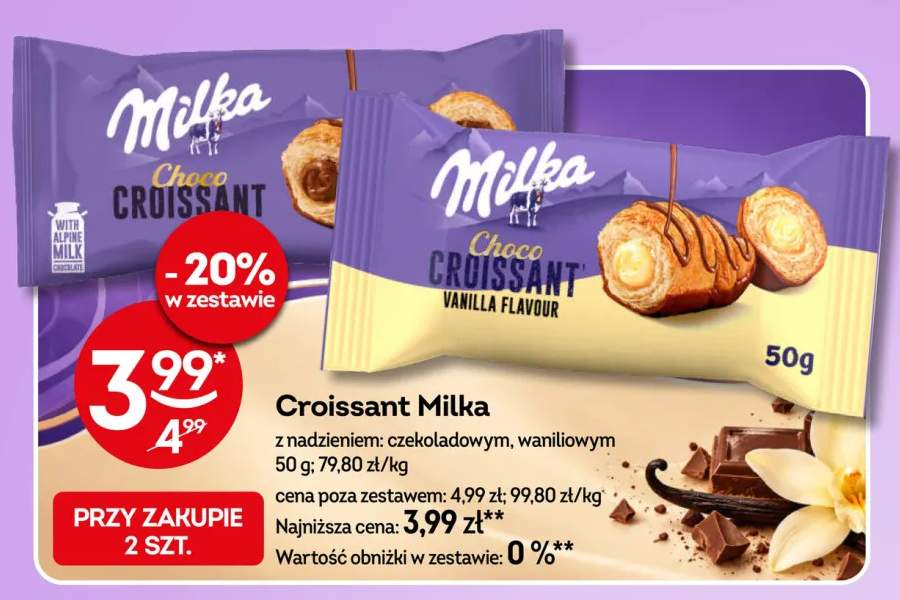Croissant Milka z nadzieniem waniliowym +1 wariant