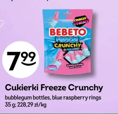 Cukierki Freeze Crunchy blue raspberry rings Bebeto +1 wariant