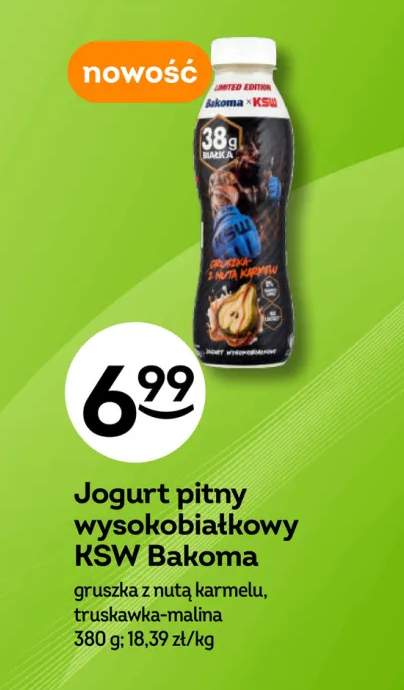 Jogurt pitny wysokobiałkowy KSW Bakoma gruszka z nutą karmelu +1 wariant