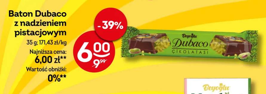 Baton Dubaco z nadzieniem pistacjowym