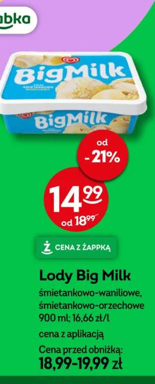 Lody Big Milk śmietankowo-waniliowe +1 wariant
